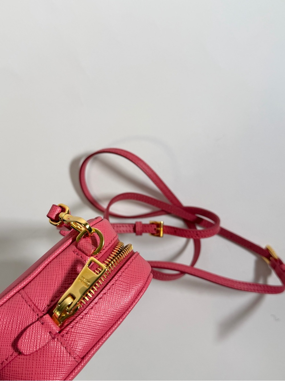 Prada Pink Saffiano Crossbody Camera Bag with Gold Hardware - Picture 6 of 6